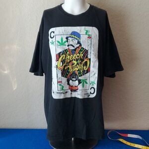 Cheech & Chong Playing Card Graphic Tee Men's Size 3XL Black Cotton T-Shirt